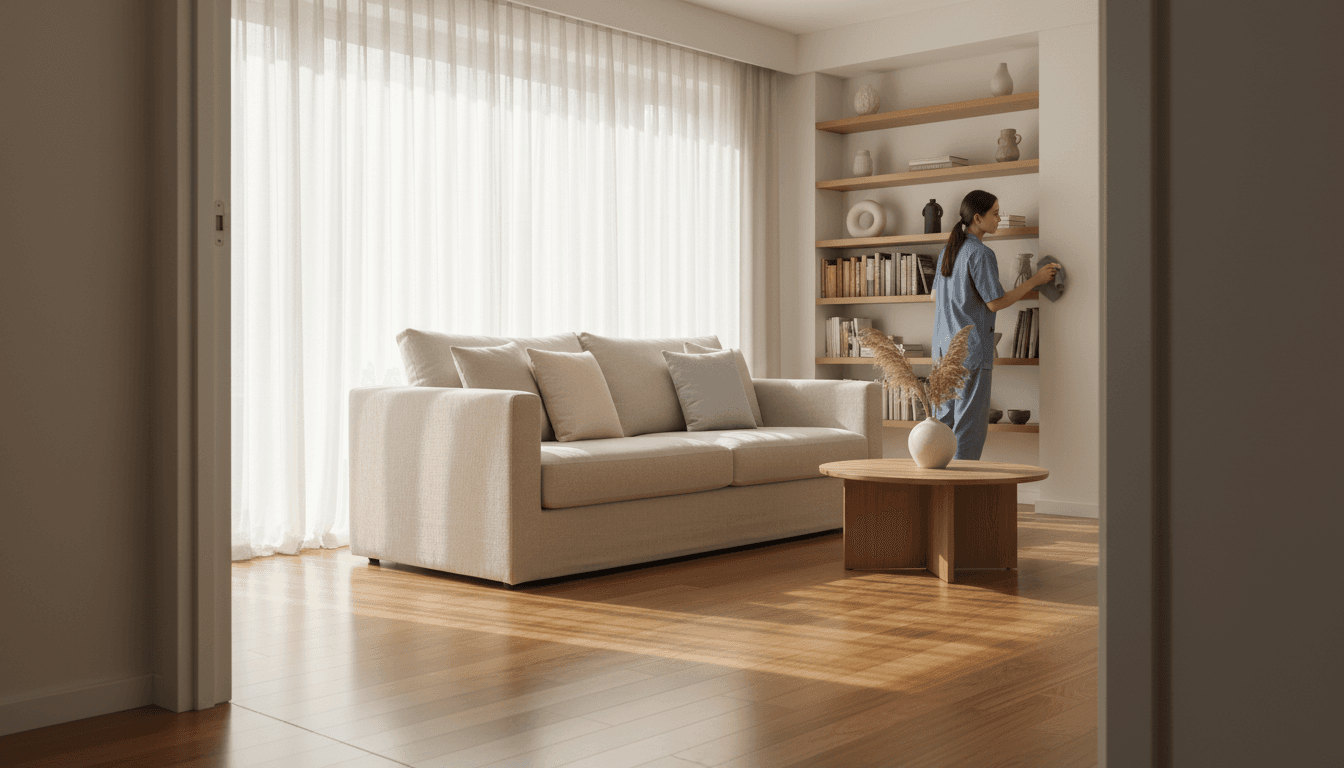 Bright clean living room after professional cleaning